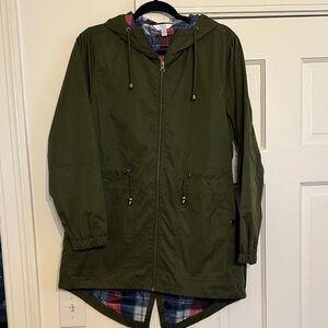 Time and Tru Olive Green Jacket with Plaid Lining